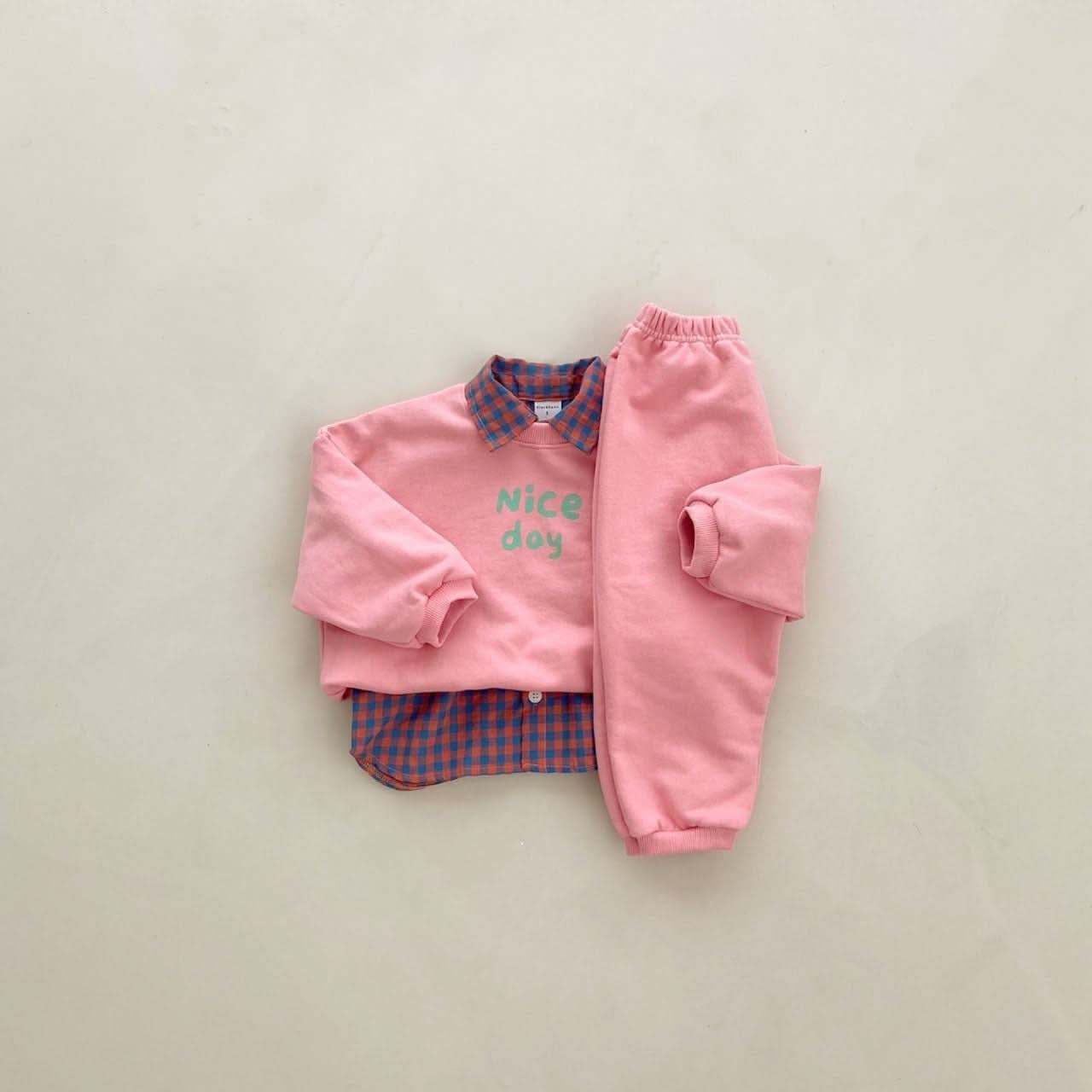 Baby Nice Day Printed Sweatshirt and Jogger Pants Set (4m-5y) - Pink - AT NOON STORE