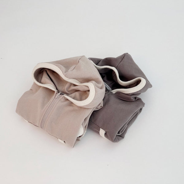 Baby Pocket Hooded Zip-up Jumpsuit (2-18m) - Beige