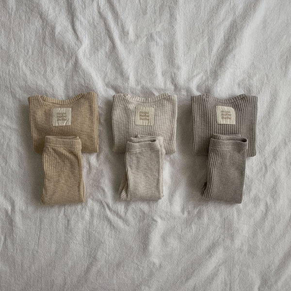 Baby Ribbed Top and Pants Set (3-36m) - Grey