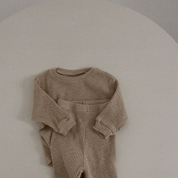 Baby Ribbed Top and Pants Set (3-36m) - Beige - AT NOON STORE