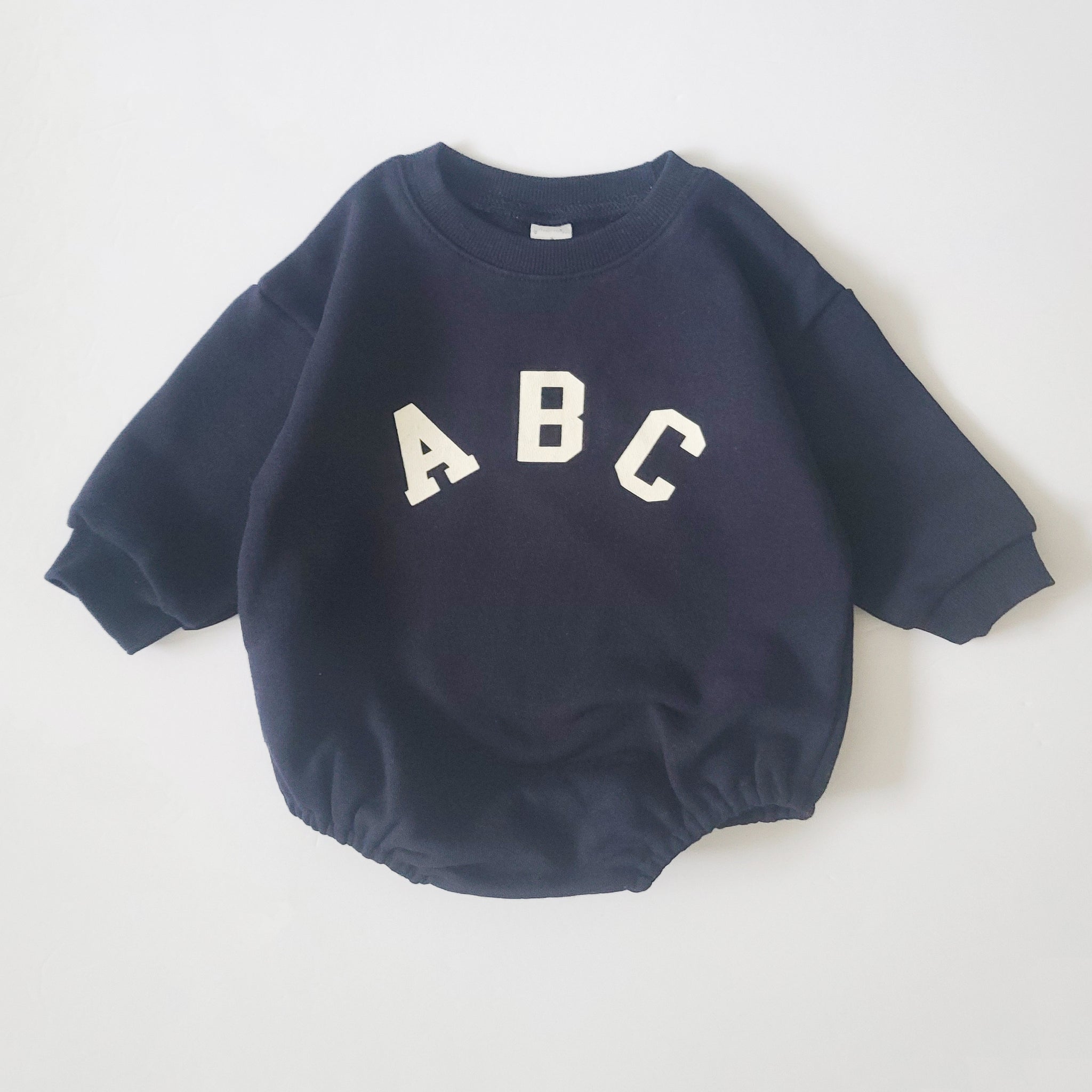 Baby ABC Sweatshirt Romper (3-12m) - Navy - AT NOON STORE