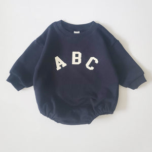 Baby ABC Sweatshirt Romper (3-12m) - Navy - AT NOON STORE