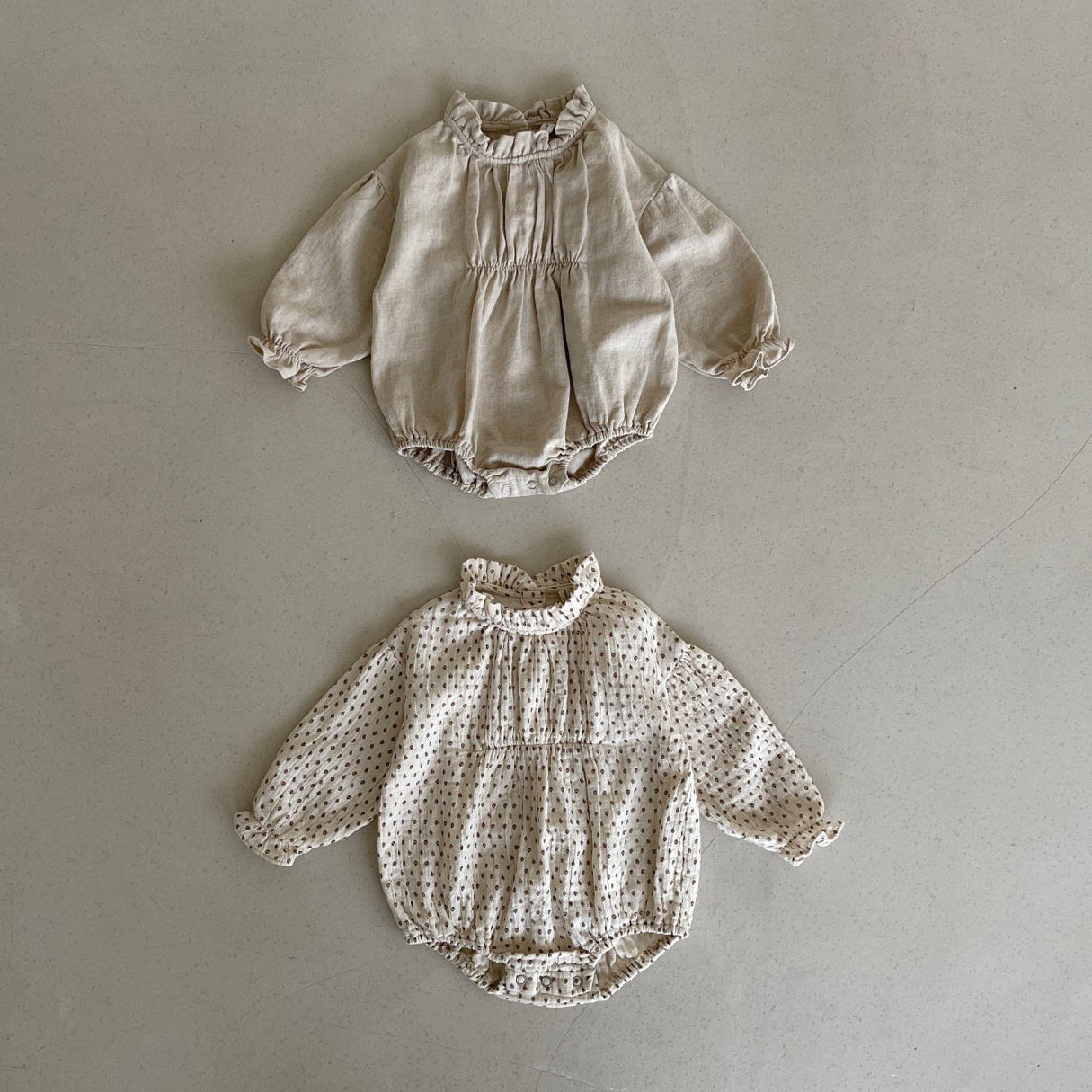 Baby Adela Pintuck Bubble Romper (3-18m) - Beige - AT NOON STORE