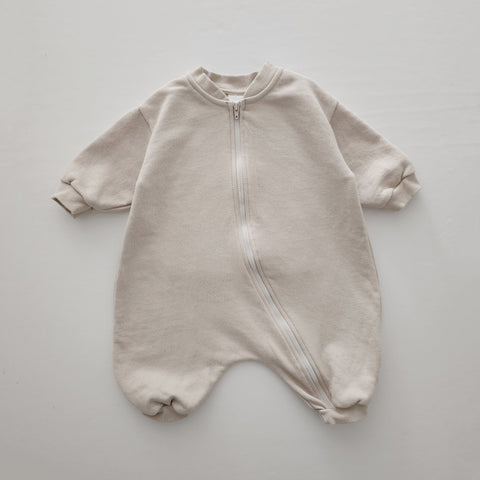 Baby At Noon Zip-up Jumpsuit (3-18m) - Beige - AT NOON STORE