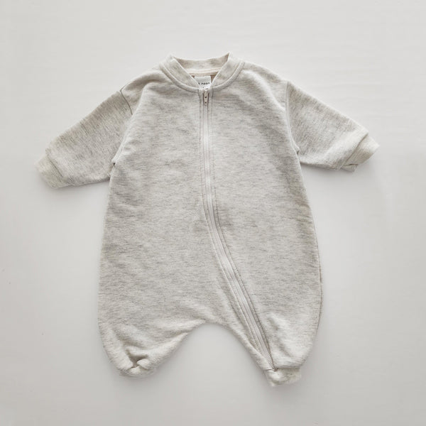 Baby At Noon Zip-up Jumpsuit (3-18m) - Oat Heather
