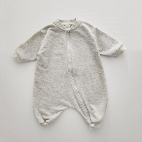 Baby At Noon Zip-up Jumpsuit (3-18m) - Oat Heather - AT NOON STORE