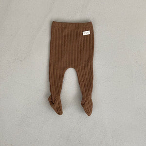 Baby BH Cable Ribbed Footed Pants (3-18m) - Brown - AT NOON STORE