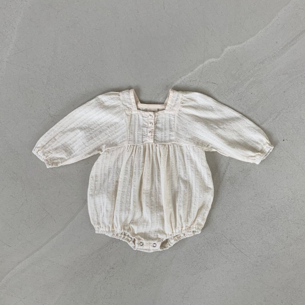 Baby BH Pearl Button Bubble Romper (3-18m) - Cream - AT NOON STORE