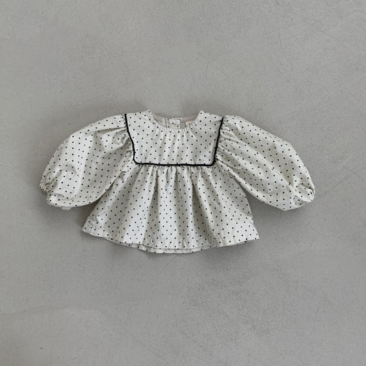 Baby BH Polka Dot Square Yoke Top (3-18m) - Cream - AT NOON STORE