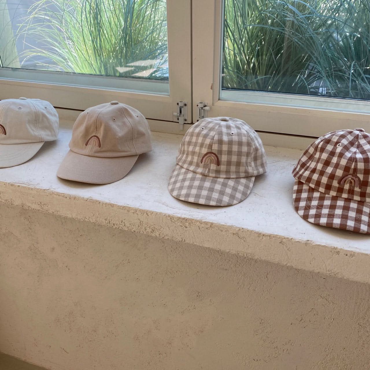 Baby BH Rainbow Baseball Cap (3-24m) - Beige Gingham - AT NOON STORE