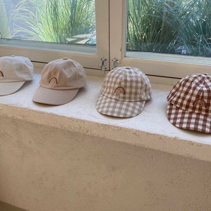 Baby BH Rainbow Baseball Cap (3-24m) - Beige Gingham - AT NOON STORE