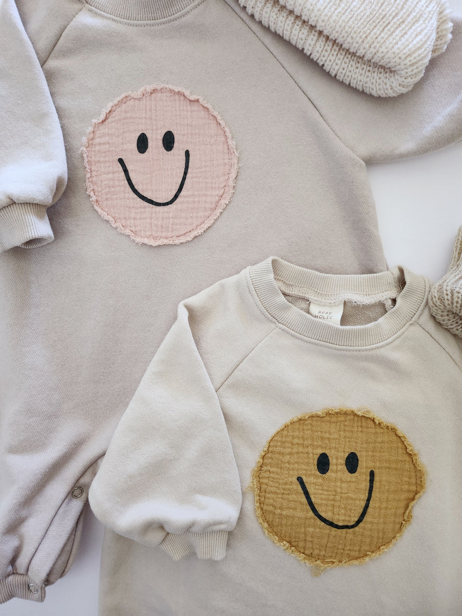 Baby BH Smiley Face Bodysuit (3-18m) - Mustard Face | AT NOON STORE