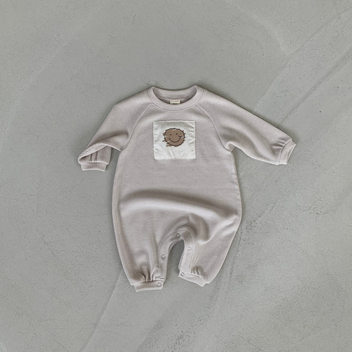 Baby BH Smiley Face Patch Jumpsuit (3-18m) - Beige - AT NOON STORE