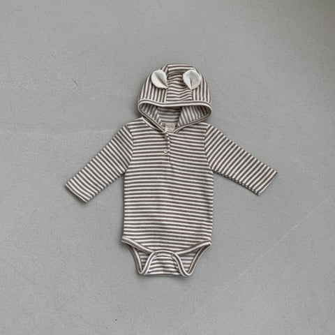 Baby BH Striped Bear Romper (3-18m) - Beige - AT NOON STORE