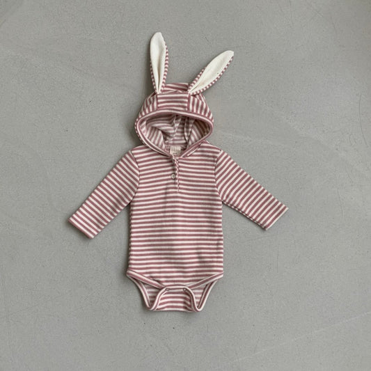 Baby BH Striped Bunny Romper (3-18m) - Pink - AT NOON STORE