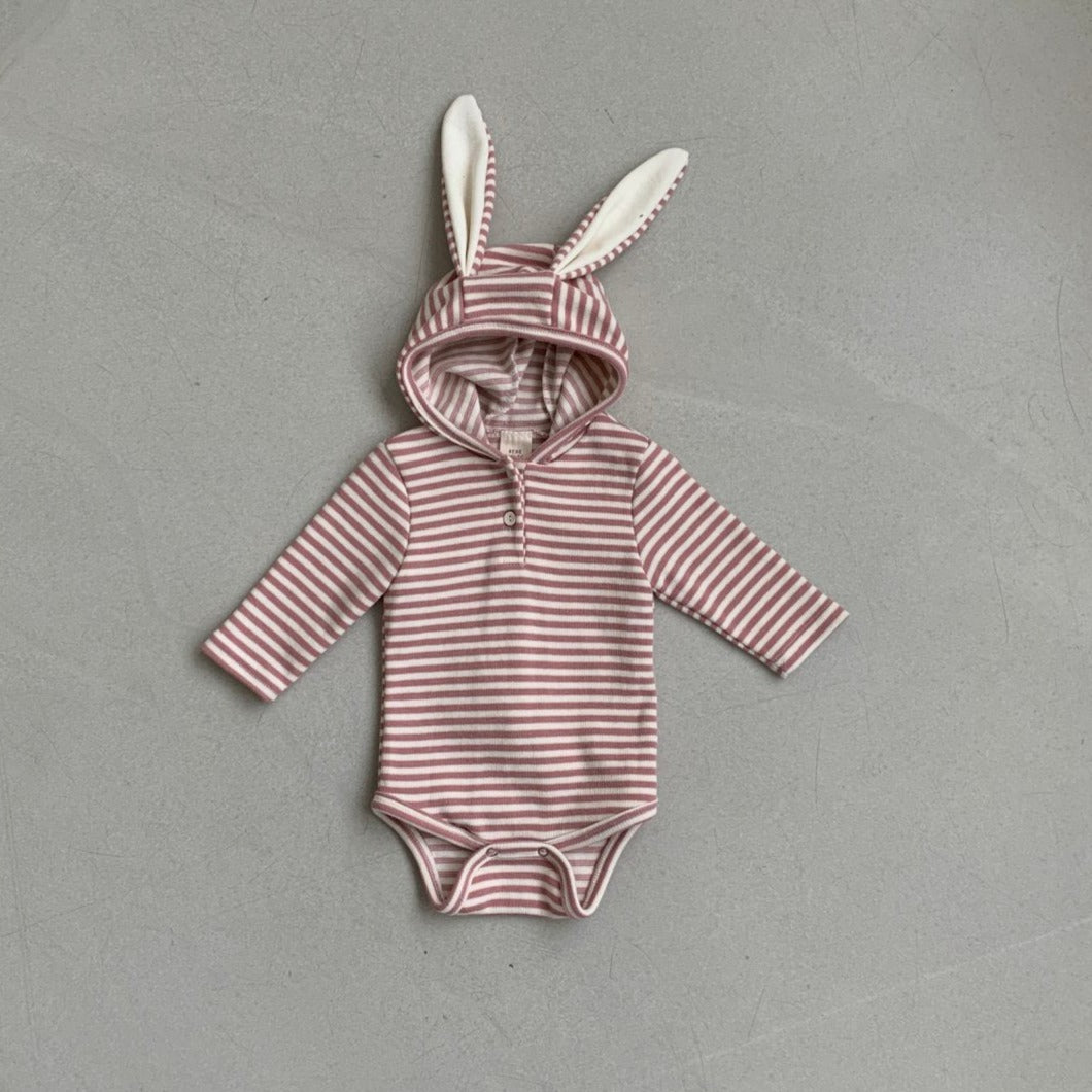 Baby BH Striped Bunny Romper (3-18m) - Pink