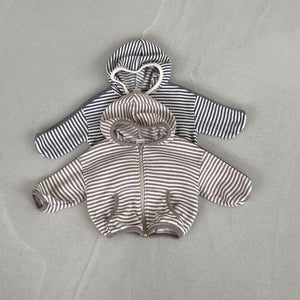 Baby BH Striped Zip-Up Hoodie (3-18m) - Beige