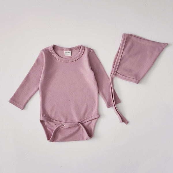 Baby Basic Romper and Bonnet Set (3-12m) - 4 Colors - AT NOON STORE