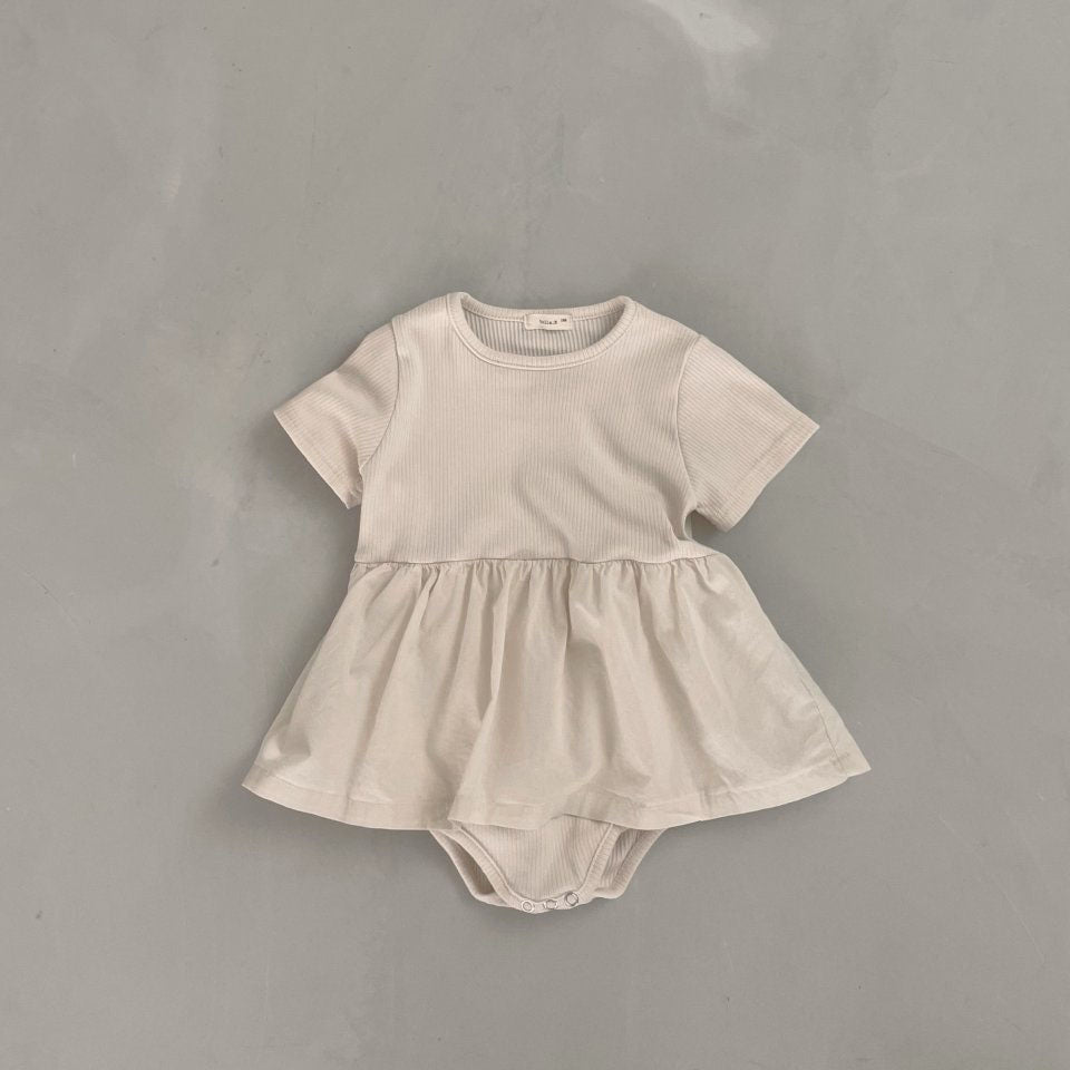Baby Bella Short Sleeve Ruffle Dress Romper (3-18m) -Cream - AT NOON STORE