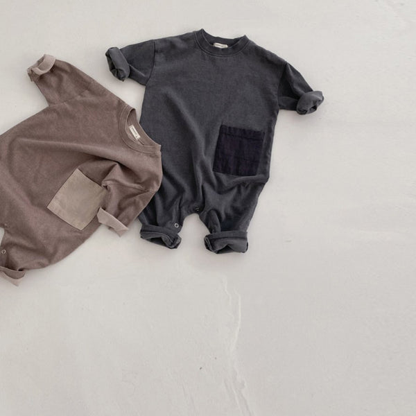 Baby Nunu Pocket Long Sleeve Jumpsuit (3-18m)- 2 Colors