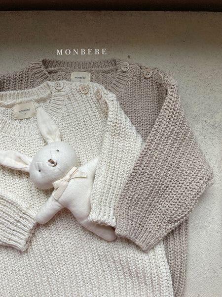 Baby Button Sweater Romper (3-24m) - Beige - AT NOON STORE