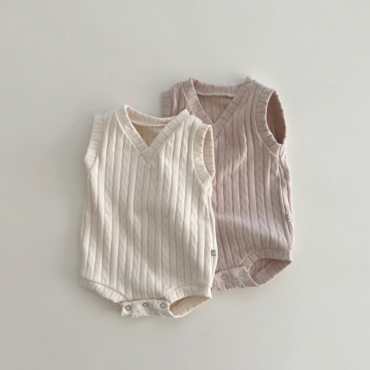 Baby Cable Knit Sleeveless Romper (3-18m)-  Cream - AT NOON STORE