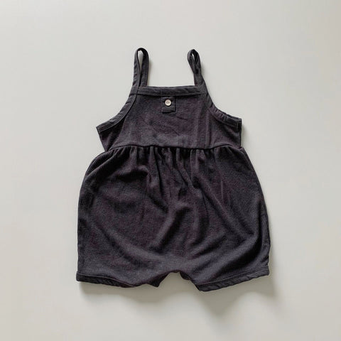 Baby Ribbed Sleeveless Button Romper (3-24m) - Night Sky - AT NOON STORE