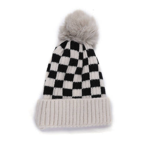 Baby Checkered Pom Beanie (1-5y) - 5 Colors