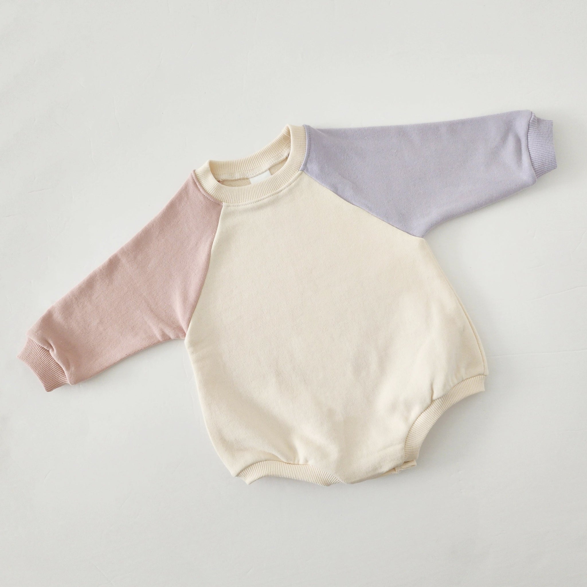 Baby Colorblock Sweatshirt Romper (3-24m) - Pink - AT NOON STORE