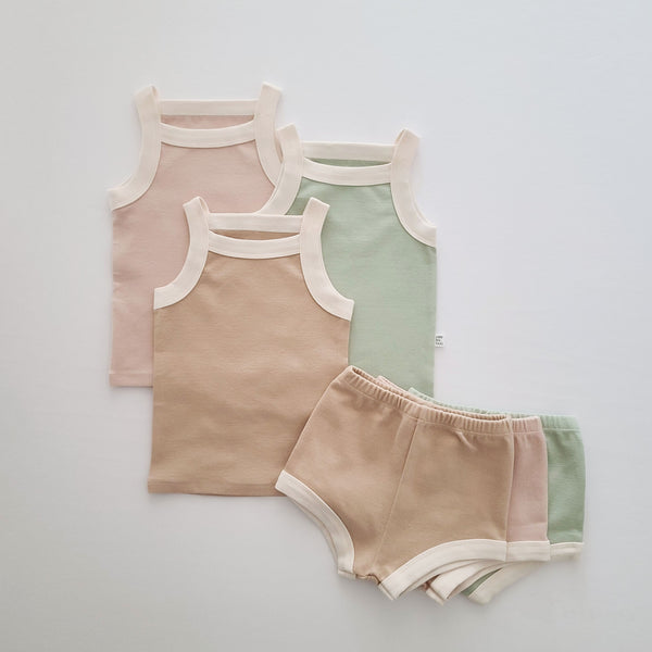 Baby  Contrast Trim Cami Romper (3-18m)- Mint - AT NOON STORE