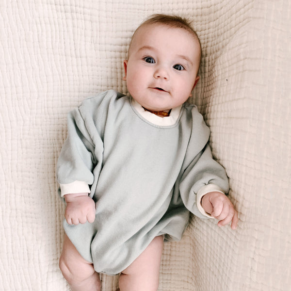 Baby Sweatshirt Romper  (3-24m)  - Mist - AT NOON STORE