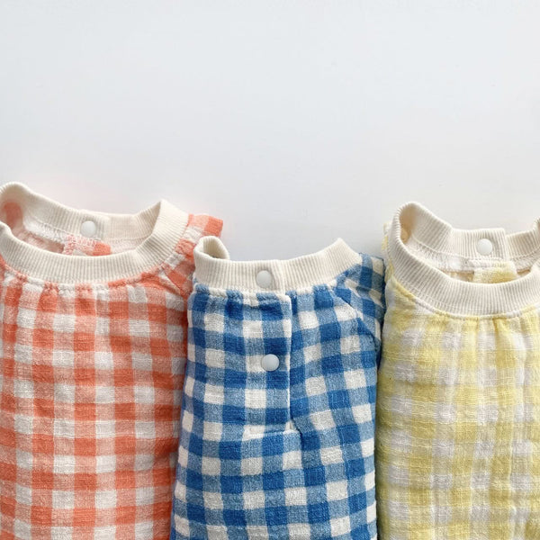 Baby Cotton Gingham Romper (0-12m) - Yellow