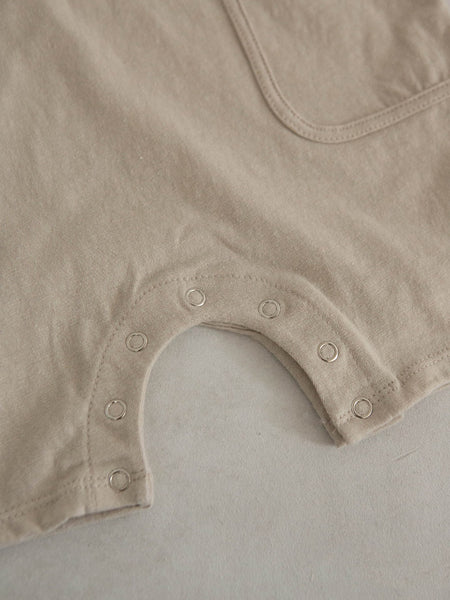 Baby Cotton Sleeveless Pocket Jumpsuit (3-18m)- Beige - AT NOON STORE