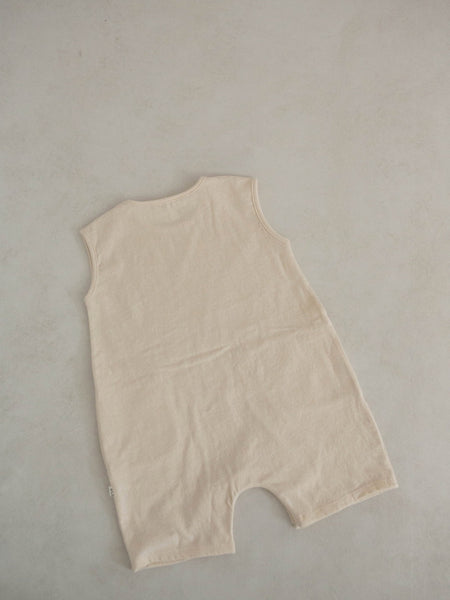 Baby Cotton Sleeveless Pocket Jumpsuit (3-18m)- Ivory - AT NOON STORE