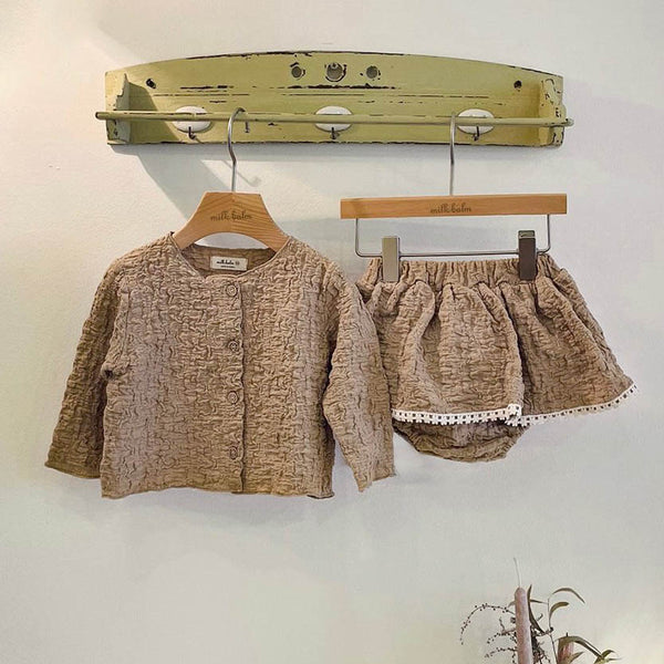 Baby Crinkled Cardigan and Bloomer Skirt (6-24m) - Beige