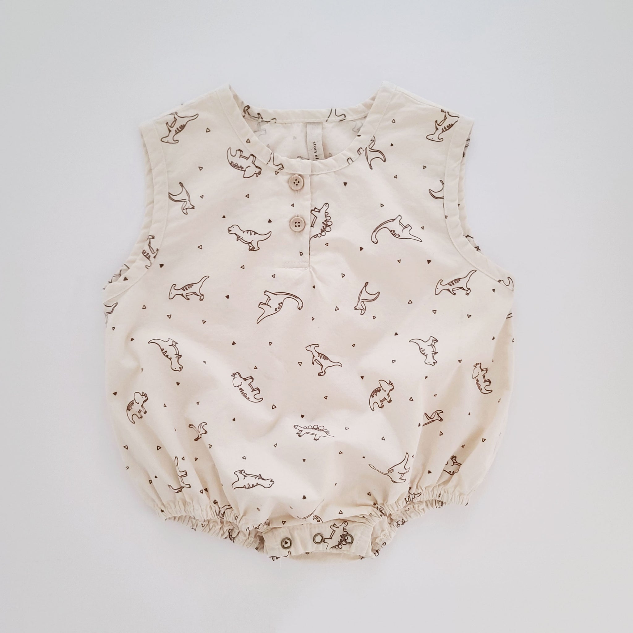 Baby Dino Sleeveless Button Bubble Romper (3-18m)