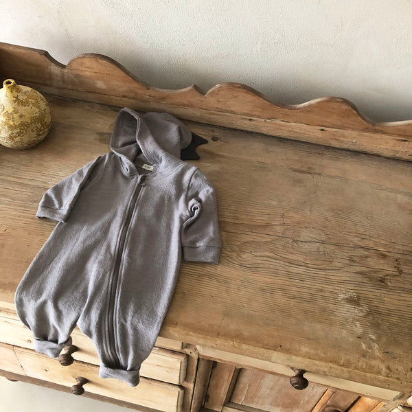 Baby Dinosaur Hooded Jumpsuit - Gray - AT NOON STORE
