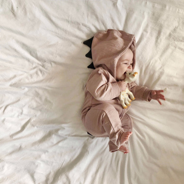 Baby Dinosaur Hooded Jumpsuit - Pink | AT NOON STORE