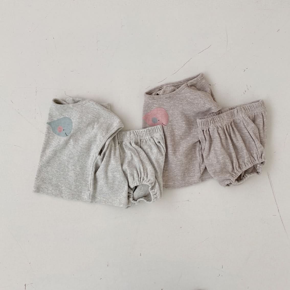Baby Dolphin Tee and Bloomer Shorts Set (3-18m) - Gray - AT NOON STORE