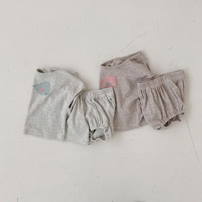 Baby Dolphin Tee and Bloomer Shorts Set (3-18m) - Gray - AT NOON STORE