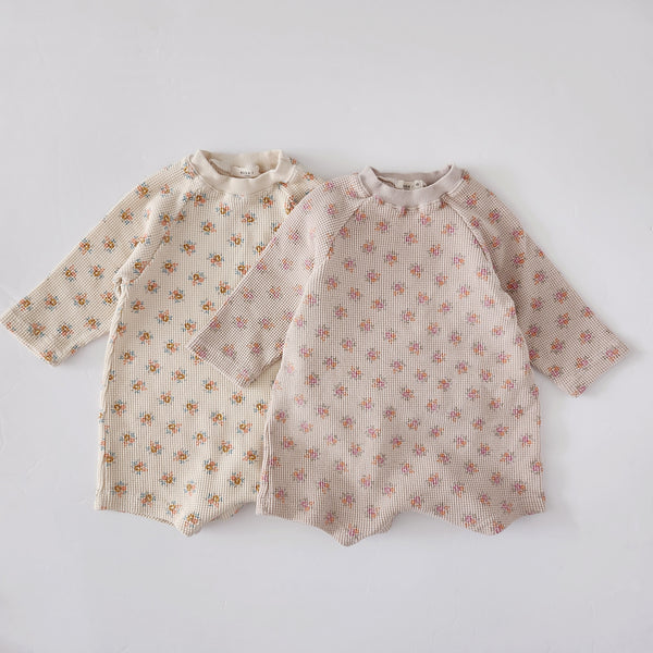 Baby Floral Waffle Romper (12-18m) - 2 Colors
