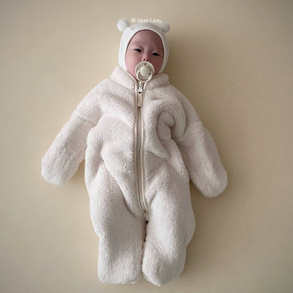 Baby Fluffy Fleece One-Piece (3-10m) - Milk White - AT NOON STORE