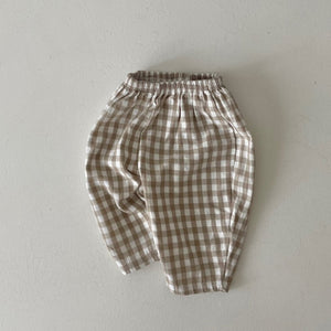 Baby Gingham Pull-On Pants (4m-5y) - Beige - AT NOON STORE