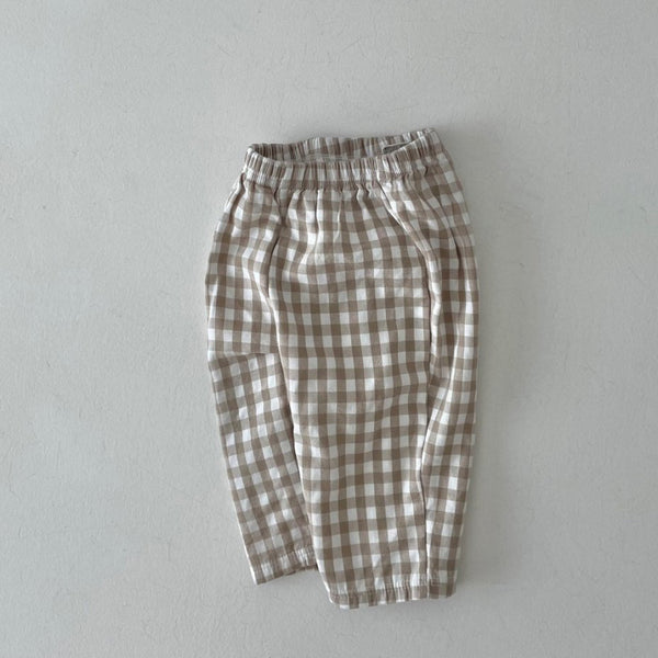 Baby Gingham Pull-On Pants (4m-5y) - Beige - AT NOON STORE