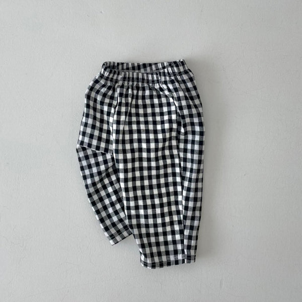 Baby Gingham Pull-On Pants (1-5y) - Black - AT NOON STORE