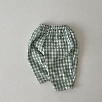Baby Gingham Pull-On Pants (4m-5y) - Mint - AT NOON STORE