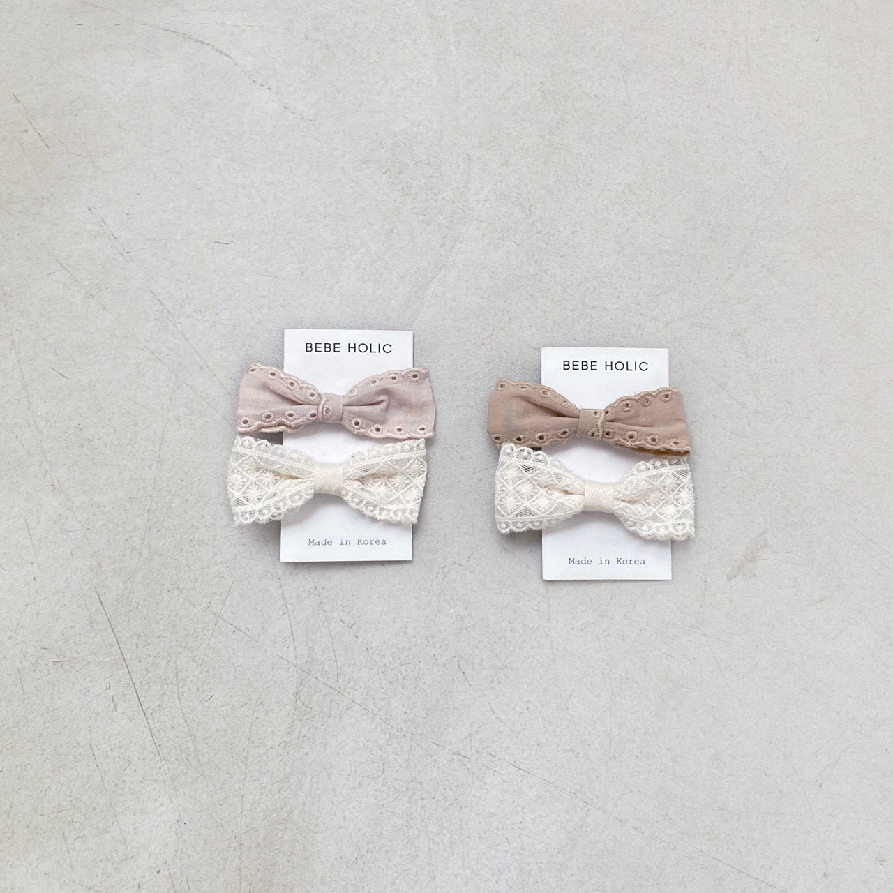 Baby BH Hair Bow Clip Set (2pk) - Beige Set - AT NOON STORE