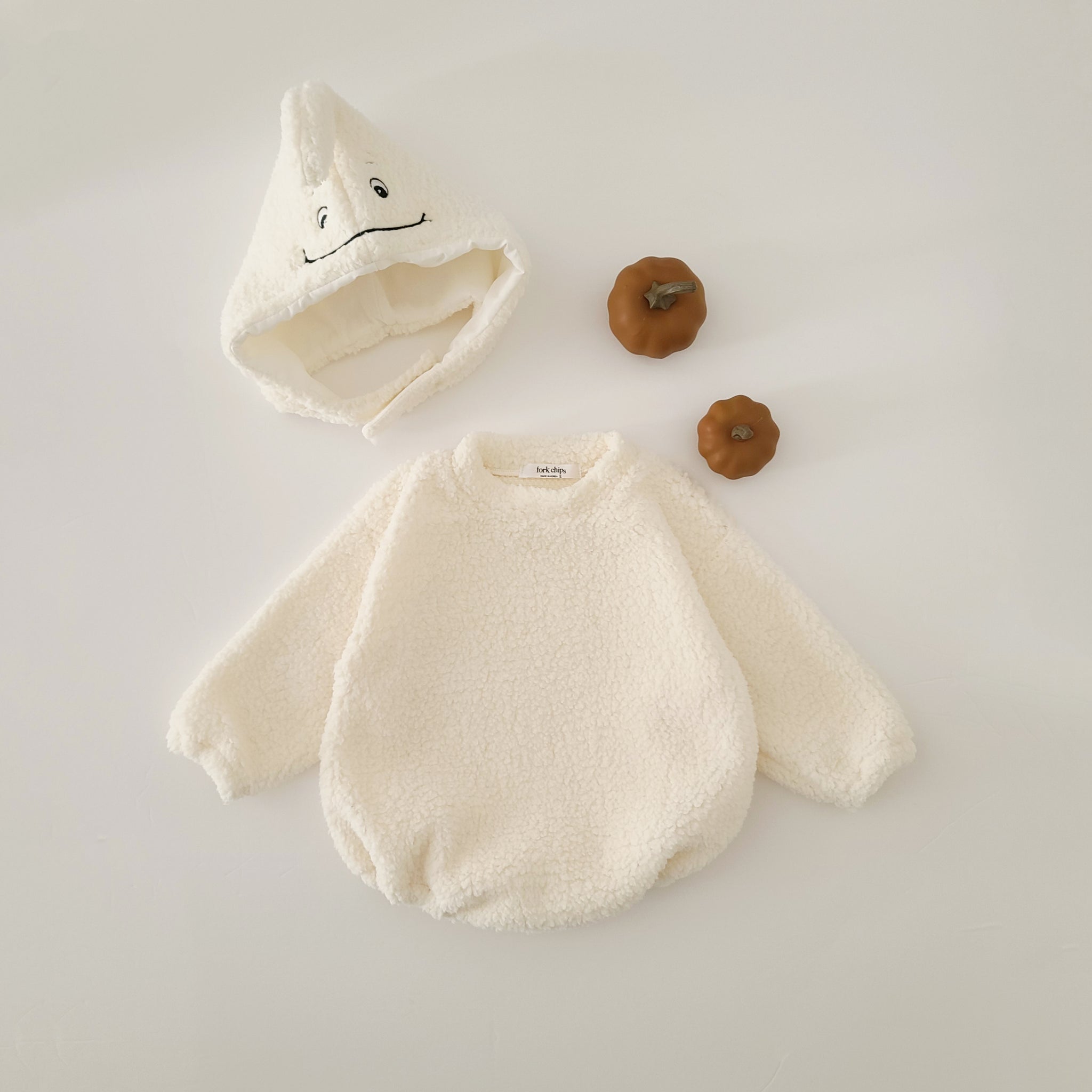 Baby Halloween Romper and Smiley Ghost Hat Set  (0-18m)