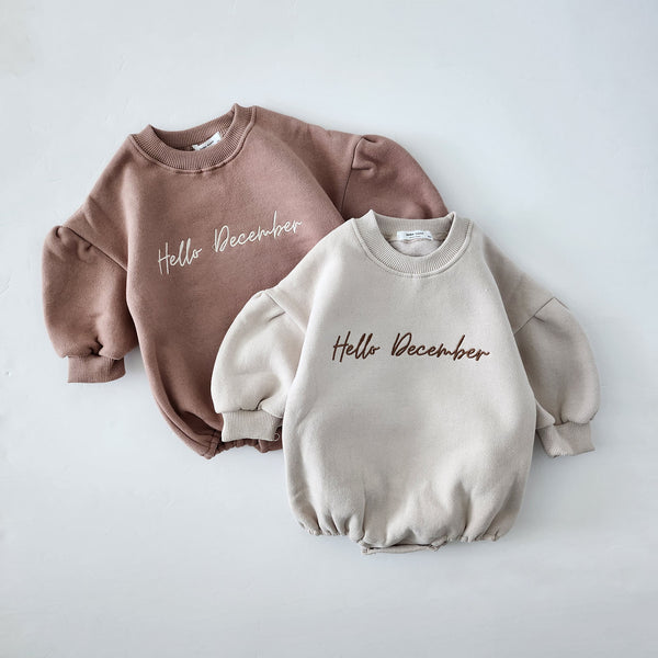 Baby Hello December Sweatshirt Romper (2-18m) - 2 Colors