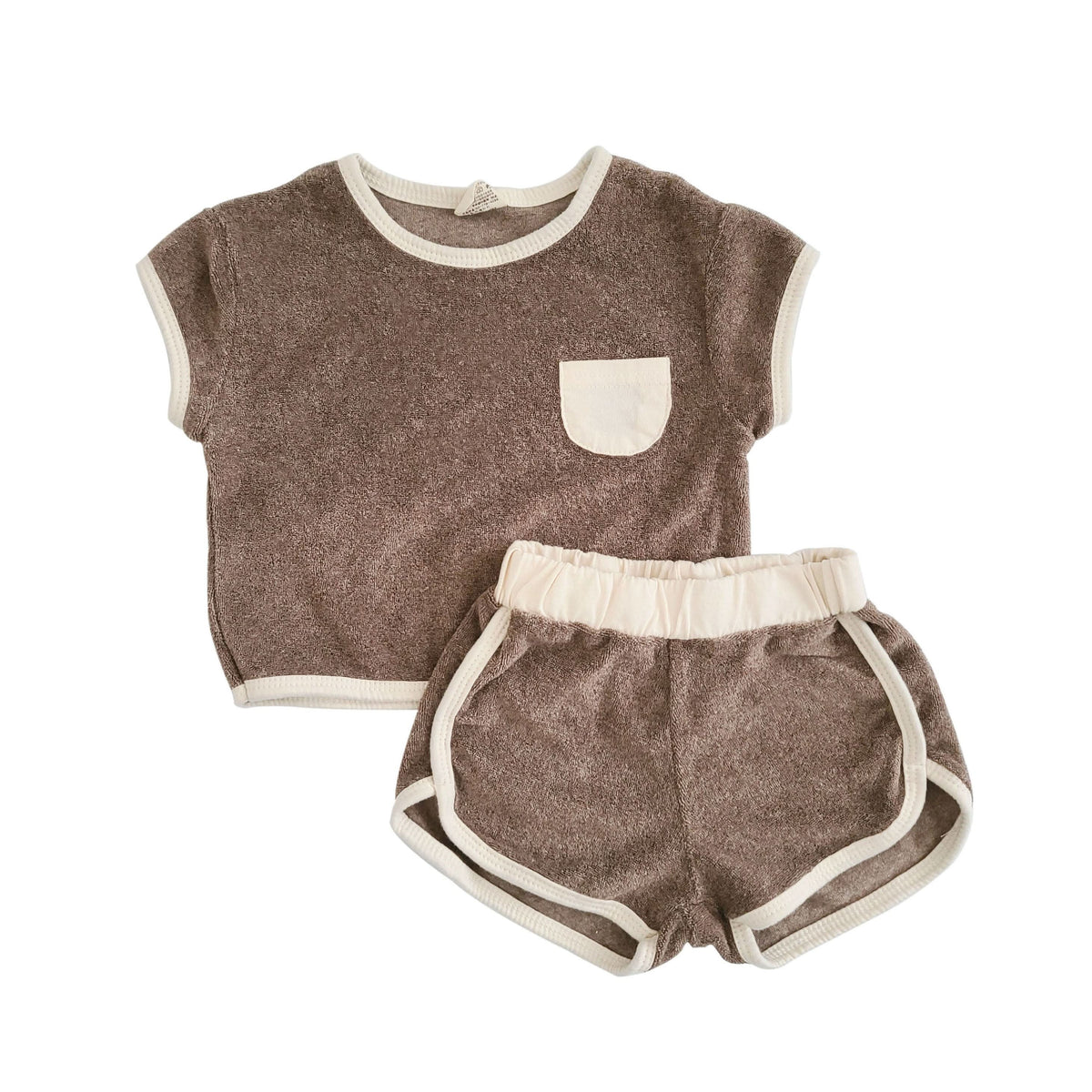 Baby Kids Towel Cloth Top and Shorts Set (3-4y) - Brown - AT NOON STORE